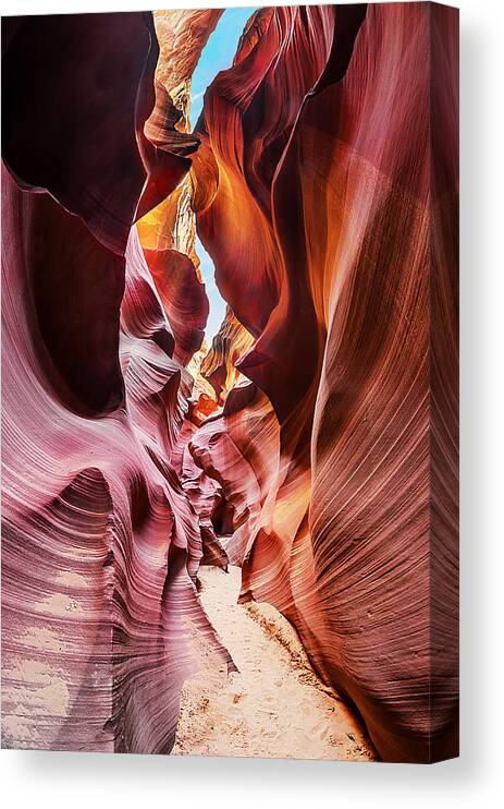 Antelope Canyon Canvas Print featuring the photograph Into the Slot 2 by Jason Chu