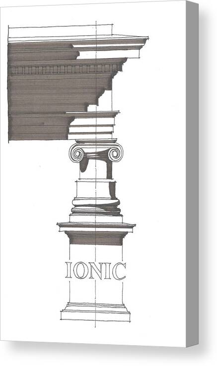 Architecture Canvas Print featuring the drawing Ionic Order by Calvin Durham