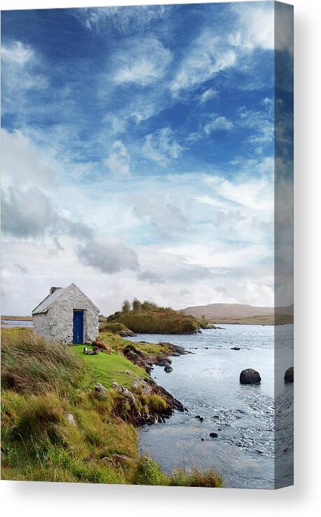 Water's Edge Canvas Print featuring the photograph Irish Landscape In Connemara by Narvikk