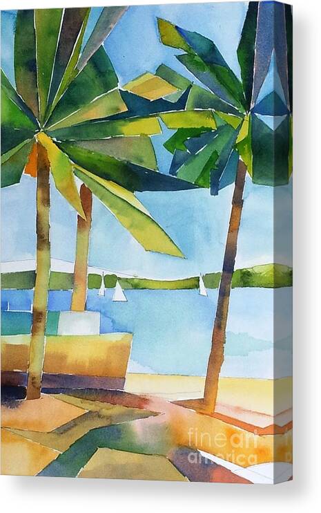 Landscape Canvas Print featuring the painting Island Palms by Yolanda Koh