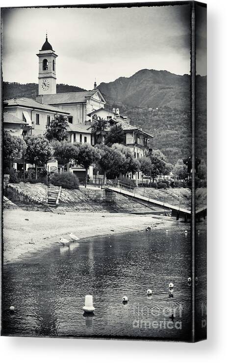 Italy Canvas Print featuring the photograph Italian church on Lake Maggiore by Silvia Ganora
