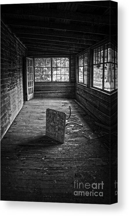 Black And White Canvas Print featuring the photograph It's Empty Now by Debra Fedchin