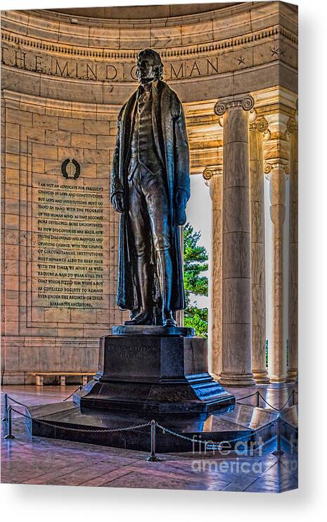 Jefferson Canvas Print featuring the photograph Jefferson in the Memorial by Nick Zelinsky Jr