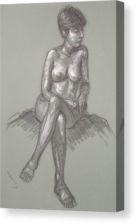 Realism Canvas Print featuring the drawing Jessi Seated #1 by Donelli DiMaria