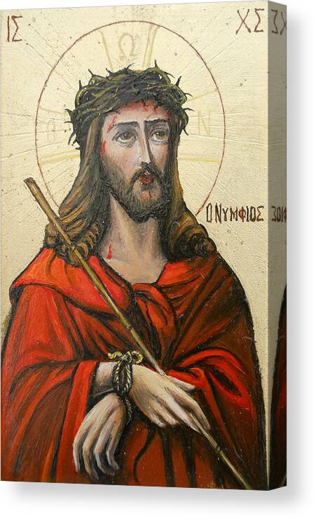 Jesus Icon Canvas Print featuring the painting Jessus by Sorin Apostolescu