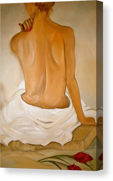 Woman Canvas Print featuring the painting Jo's Bath by Debi Starr