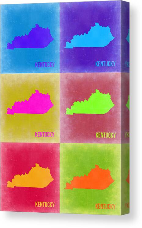 Kentucky Map Canvas Print featuring the painting Kentucky Pop Art Map 2 by Naxart Studio