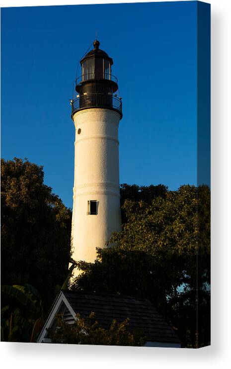 Aid Canvas Print featuring the photograph Key West Lighthouse at Sundown by Ed Gleichman