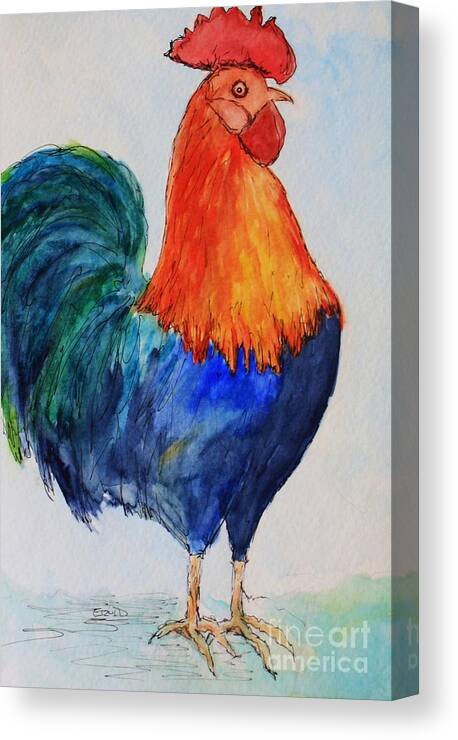 Rooster Canvas Print featuring the painting Key West Rooster by Melinda Etzold