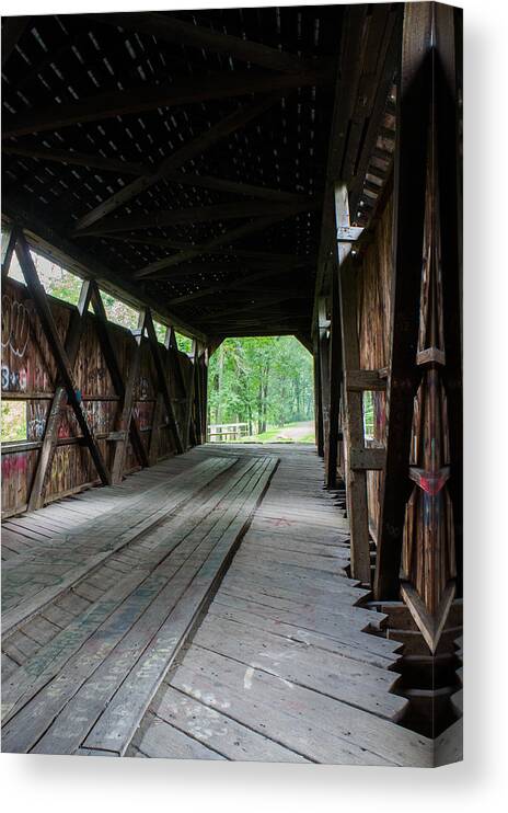 Covered Canvas Print featuring the photograph Kidd's Mill Covered Bridge by Weir Here And There