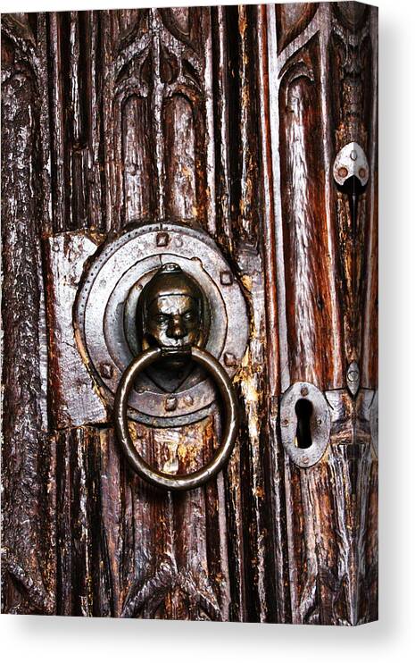 Old Door Knocker And Keyhole Canvas Print featuring the photograph Knock Knock by Tom Conway