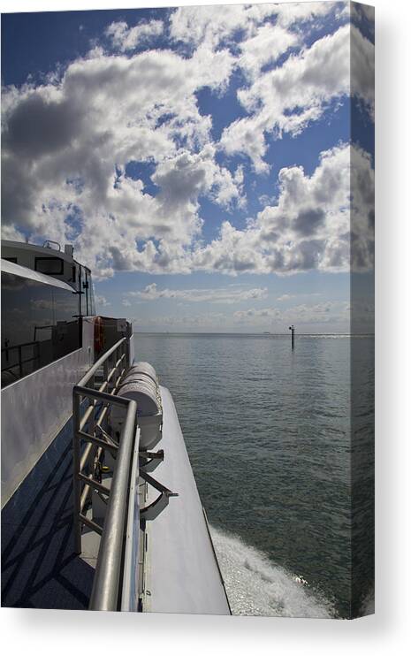 Boat Canvas Print featuring the photograph Leaving the channel by Debbie Cundy