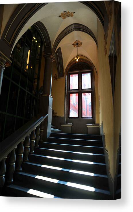 Europe Canvas Print featuring the photograph Lighted Stairs by Richard Gehlbach