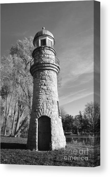 #lighthouse #lake #como Canvas Print featuring the photograph Lighthouse Of Stone by Kathleen Struckle