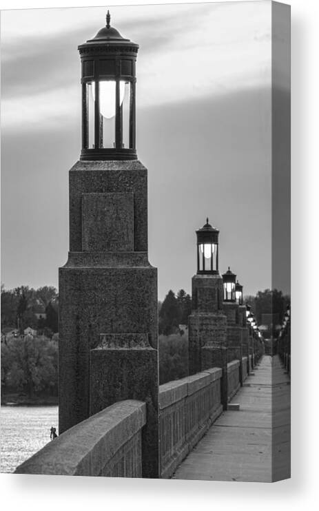 Columbia-wrightsville Bridge Canvas Print featuring the photograph Lights Along the Columbia-Wrightsville Bridge in Pennsylvania by Beth Venner