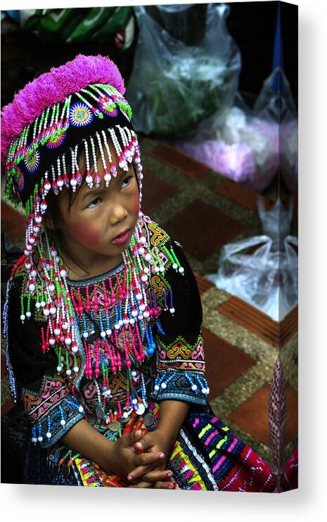 Thailand Canvas Print featuring the photograph Little Hill Tribe Girl by Rob Tullis