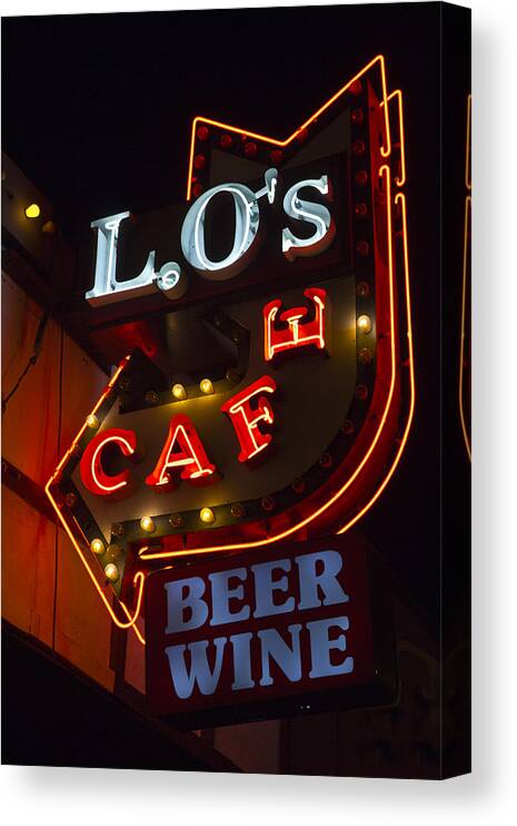 Retro Canvas Print featuring the photograph L.O's Cafe by Gigi Ebert