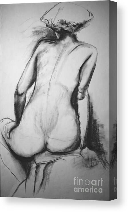 Woman Canvas Print featuring the drawing Lost In Thought by Rory Siegel