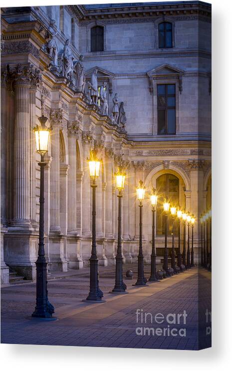Paris Canvas Print featuring the photograph Louvre Lampposts by Brian Jannsen