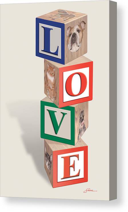 Love Canvas Print featuring the digital art Love Blocks by Harold Shull