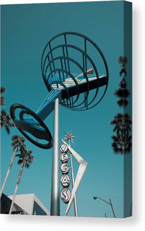 Photography Canvas Print featuring the photograph Low Angle View Of A Neon Sign, Fremont by Panoramic Images