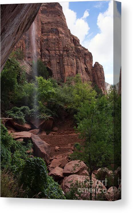 Zion Canvas Print featuring the photograph Lower Emerald Pool by Eddie Yerkish