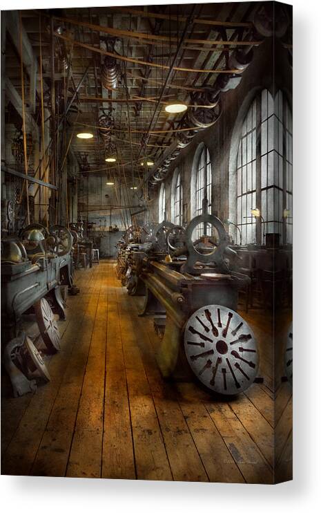 Machinist Canvas Print featuring the photograph Machinist - Lathes - The original Lather Disc by Mike Savad