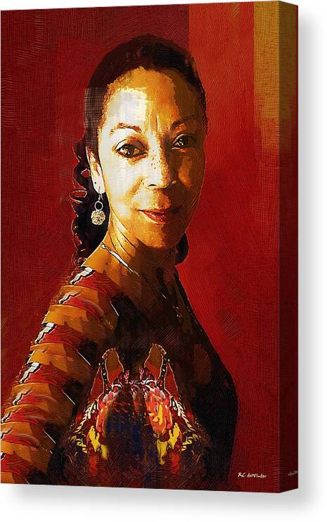 Portrait Canvas Print featuring the painting Madame Exotic by RC DeWinter