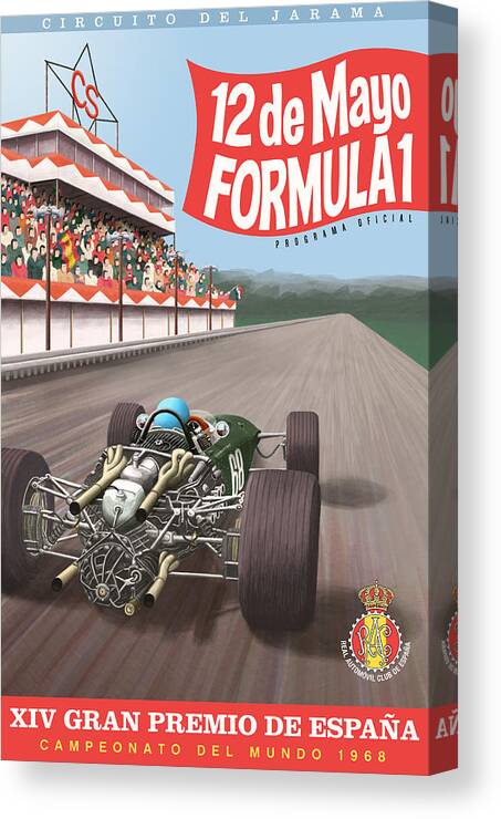 Madrid Canvas Print featuring the digital art Madrid Grand Prix 1968 by Georgia Fowler