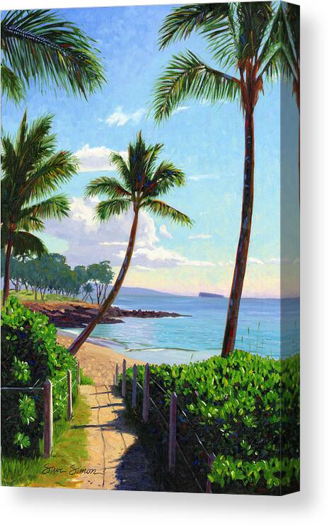 Makena Canvas Print featuring the painting Makena Beach - Maui by Steve Simon