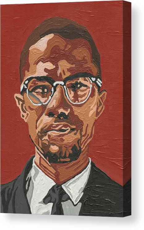 Malcolm X Canvas Print featuring the painting Malcolm X by Rachel Natalie Rawlins