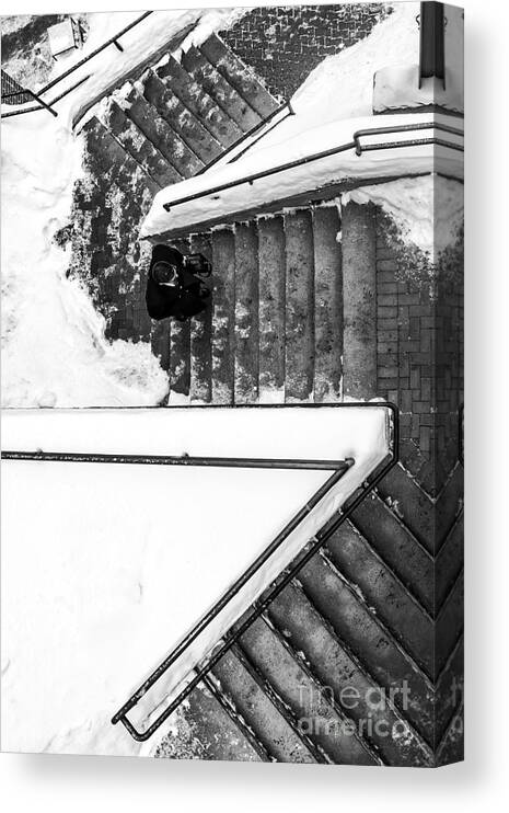 New Hampshire Canvas Print featuring the photograph Man on staircase Concord New Hampshire by Edward Fielding