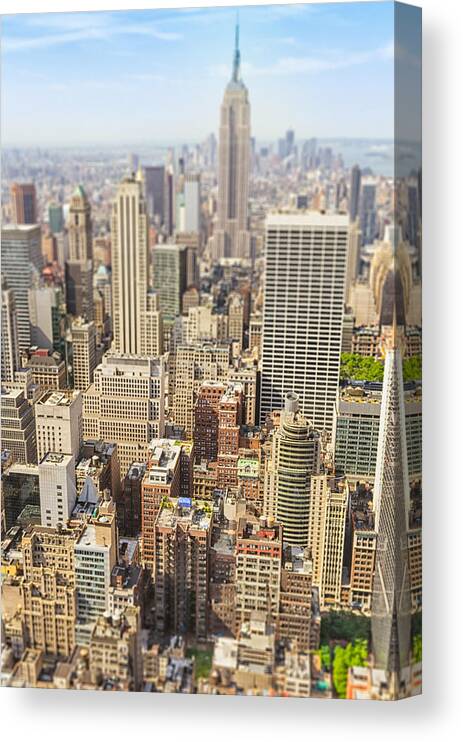 Downtown District Canvas Print featuring the photograph Manhattan Aerial View by Franckreporter