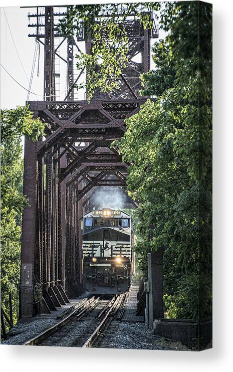 Ns Canvas Print featuring the photograph May 20 2014 - A NS coal train at Rockport KY by Jim Pearson