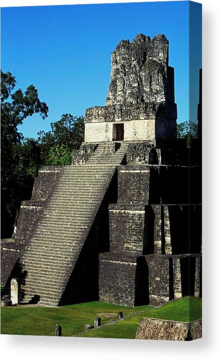 Guatemala Canvas Print featuring the photograph Mayan Ruins - Tikal Guatemala by Juergen Weiss