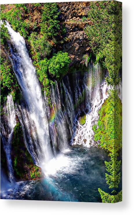 California Canvas Print featuring the photograph McArthur Burney Falls Rainbow by Scott McGuire