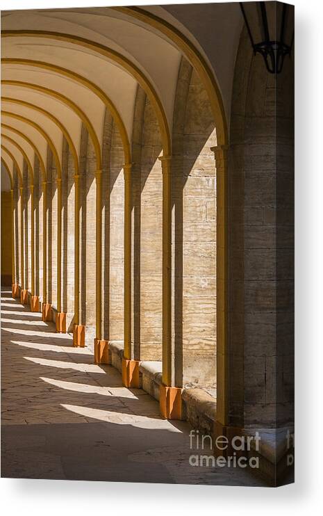 Abbey Canvas Print featuring the photograph Medieval cloister in Cluny, France by Patricia Hofmeester