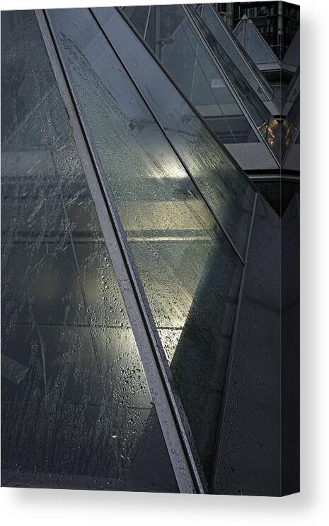 Metro Pyramids Canvas Print featuring the photograph Metro Pyramids in the rain by Inge Riis McDonald