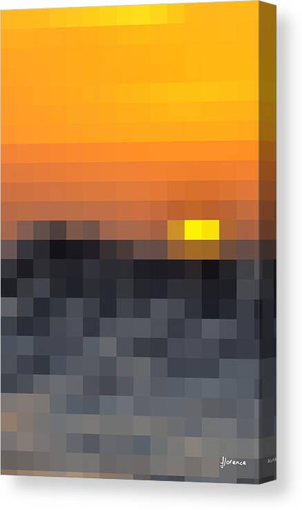 Abstract Canvas Print featuring the digital art Minimalist Sunset by Florentina Maria Popescu