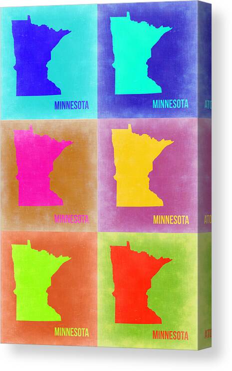 Minnesota Map Canvas Print featuring the painting Minnesota Pop Art Map 2 by Naxart Studio