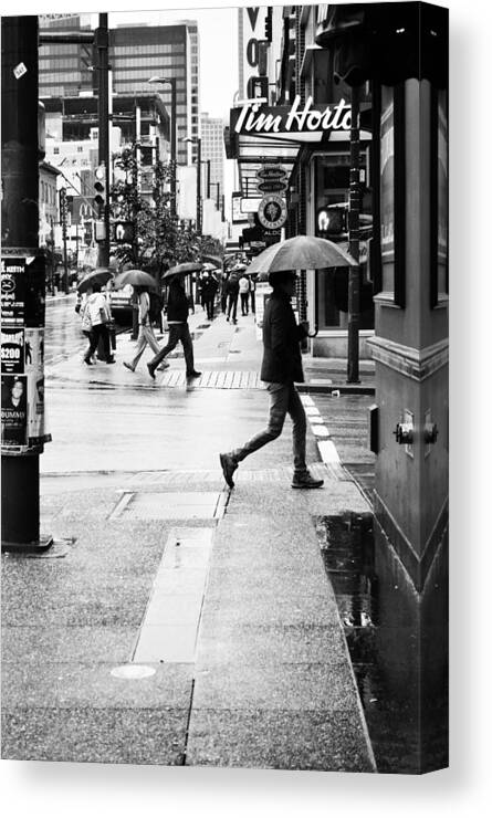 Street Photography Canvas Print featuring the photograph Missed Coffee by J C