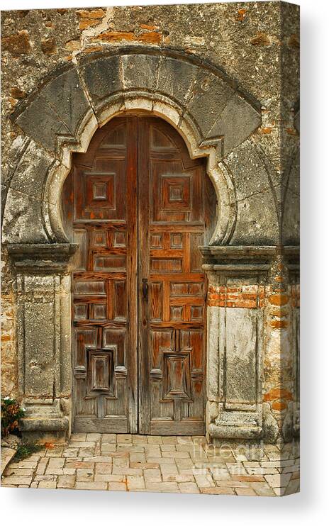 Landscape Canvas Print featuring the photograph Mission Espada Door by Olivia Hardwicke
