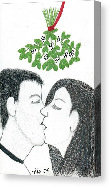 Christmas Canvas Print featuring the drawing Mistletoe by Lisa Blake