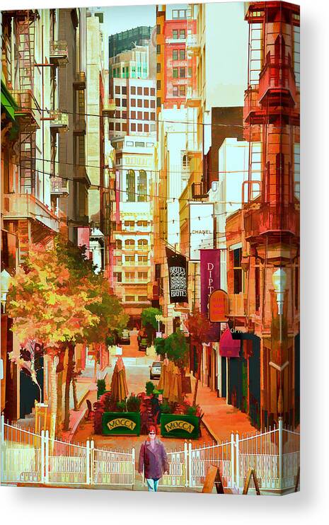 Maiden Lane Canvas Print featuring the photograph Mocca on Maiden Lane by Bill Gallagher