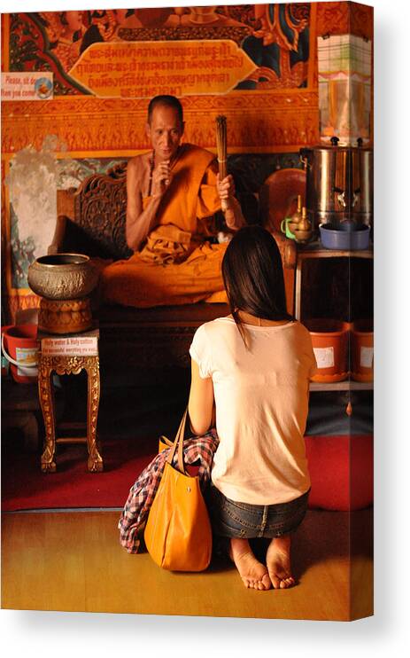 Documentary Canvas Print featuring the photograph Monk's Blessing by Rick Saint