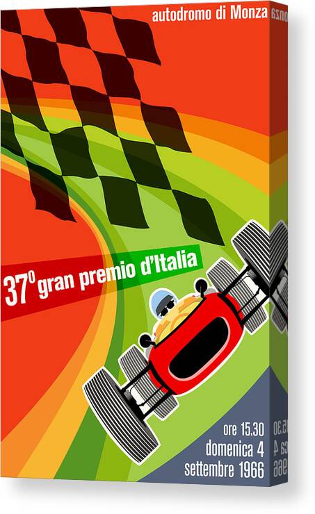 Monza Canvas Print featuring the digital art Monza Grand Prix 1966 by Georgia Clare