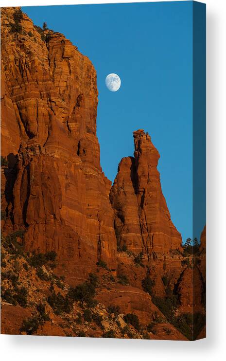 Arizona Canvas Print featuring the photograph Moon Over Chicken Point by Ed Gleichman