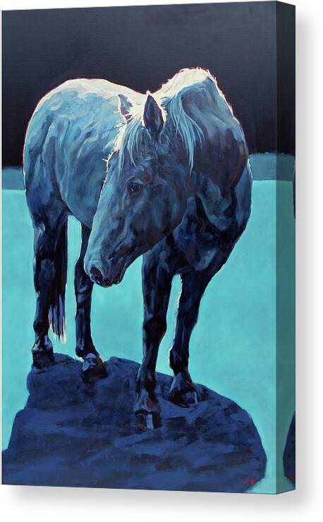 Horse Canvas Print featuring the painting Moonlit Malaki by Patricia A Griffin
