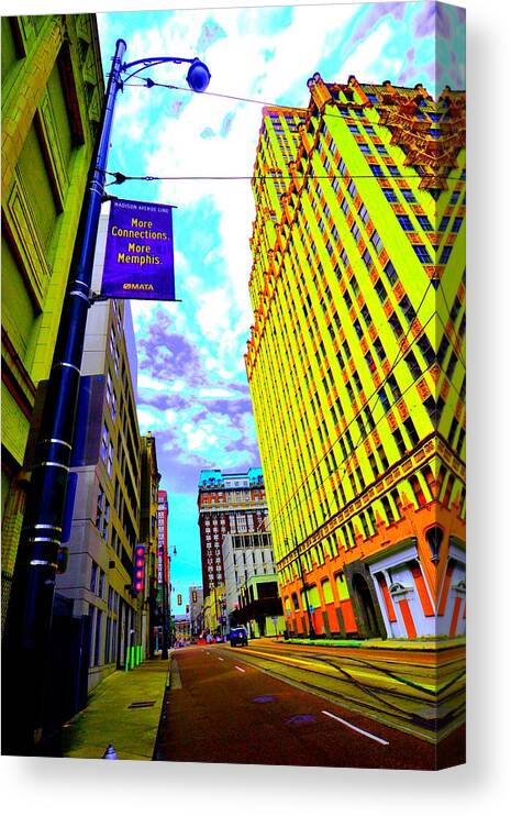  Canvas Print featuring the photograph More Memphis on Monroe by D Justin Johns