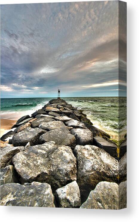 Moriches Canvas Print featuring the photograph Moriches Inlet Jetty by Robert Seifert